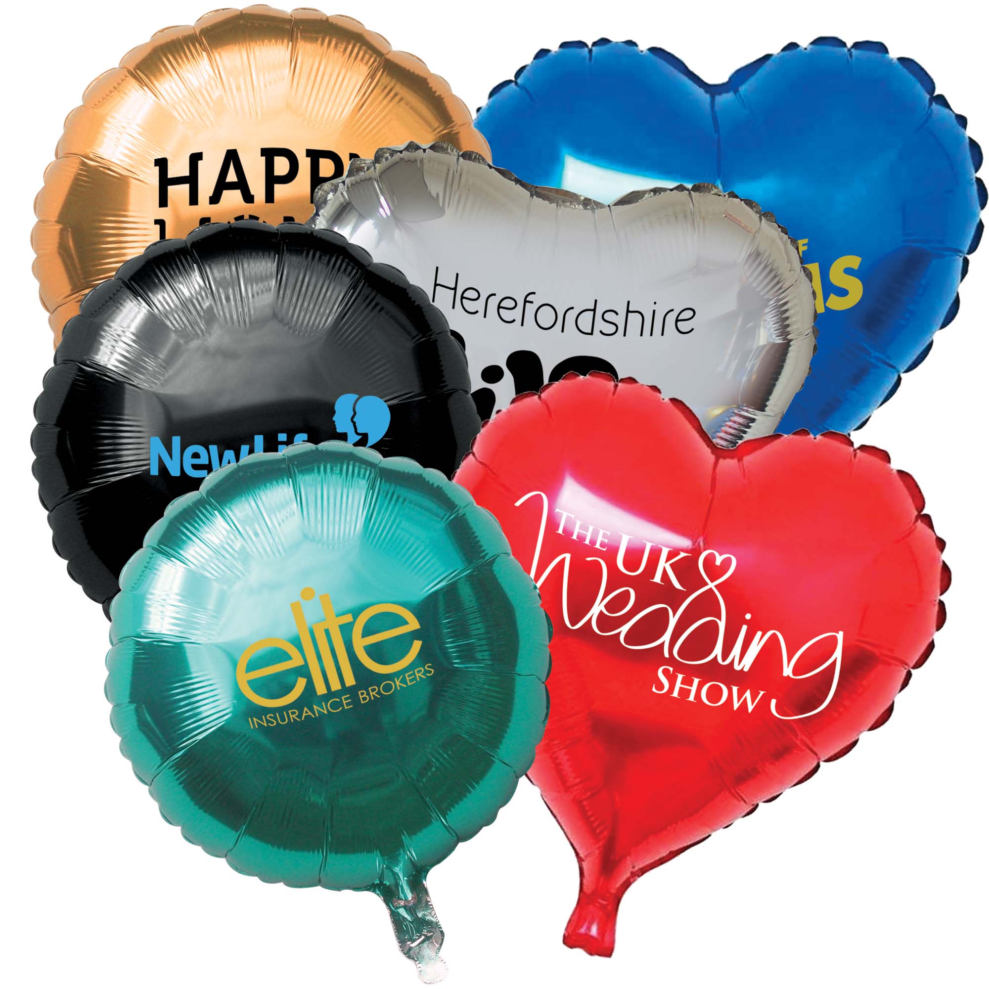 Metallic Foil Balloons (18Inch) - Rounds & Hearts