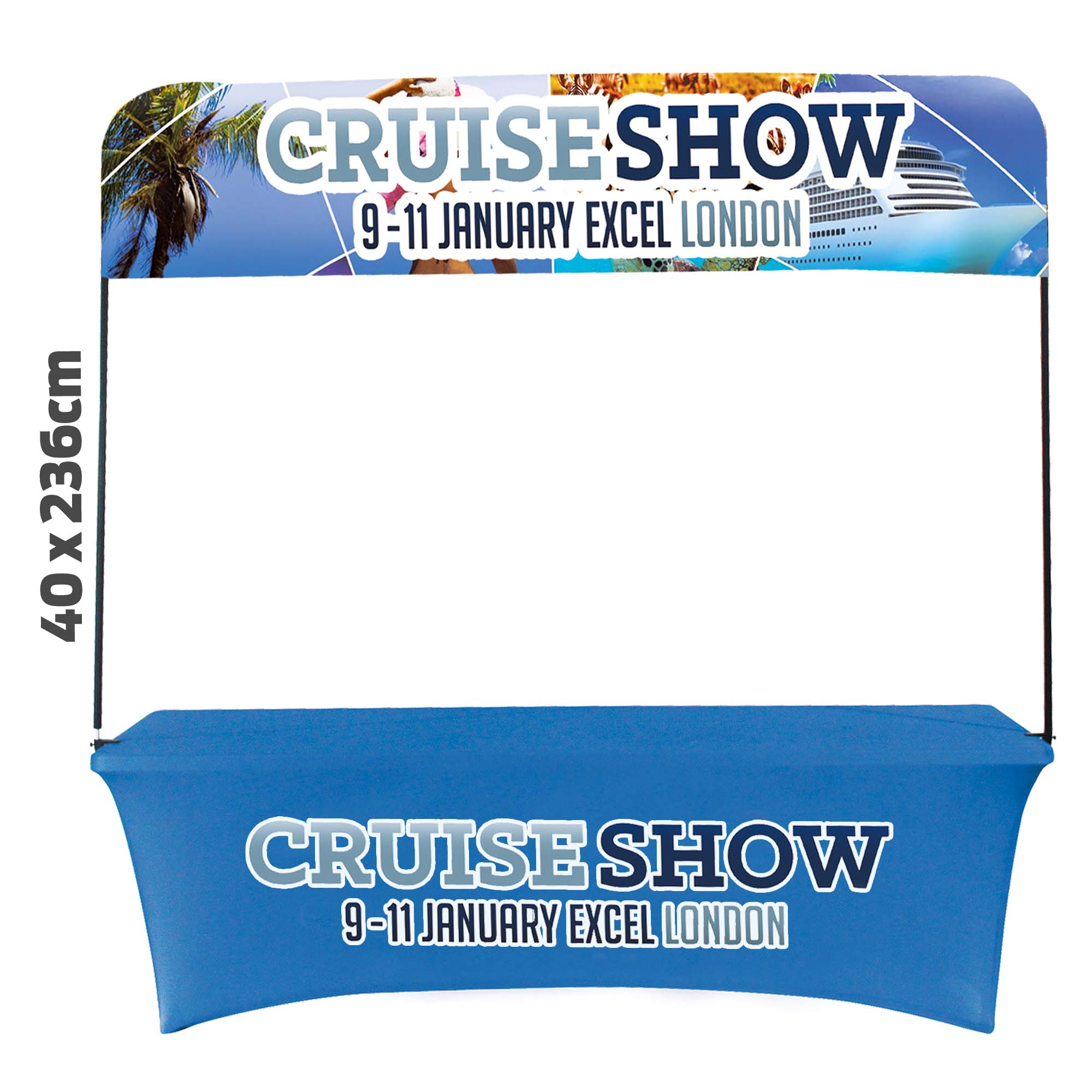 Table Top Head Banner & Frame (40X236cm)