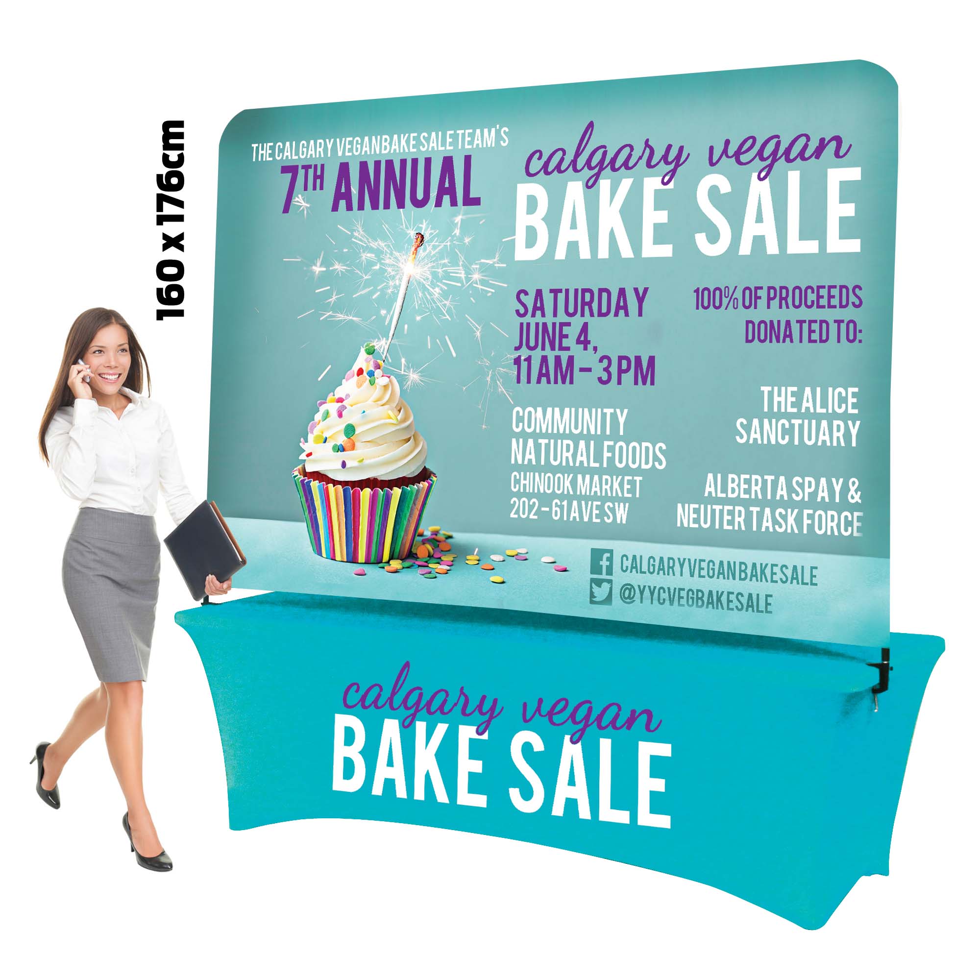 Table Top Head Banner & Frame (160X176cm)